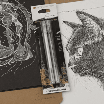 Ручка гелевая "Сонет", 0.5 мм, 2 шт., черный, белый - 4