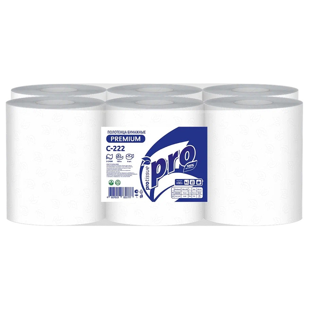 Полотенца бумажные PROtissue, в рулонах с центральной вытяжкой, 150 м, 2 слоя, 100% целлюлоза - 2