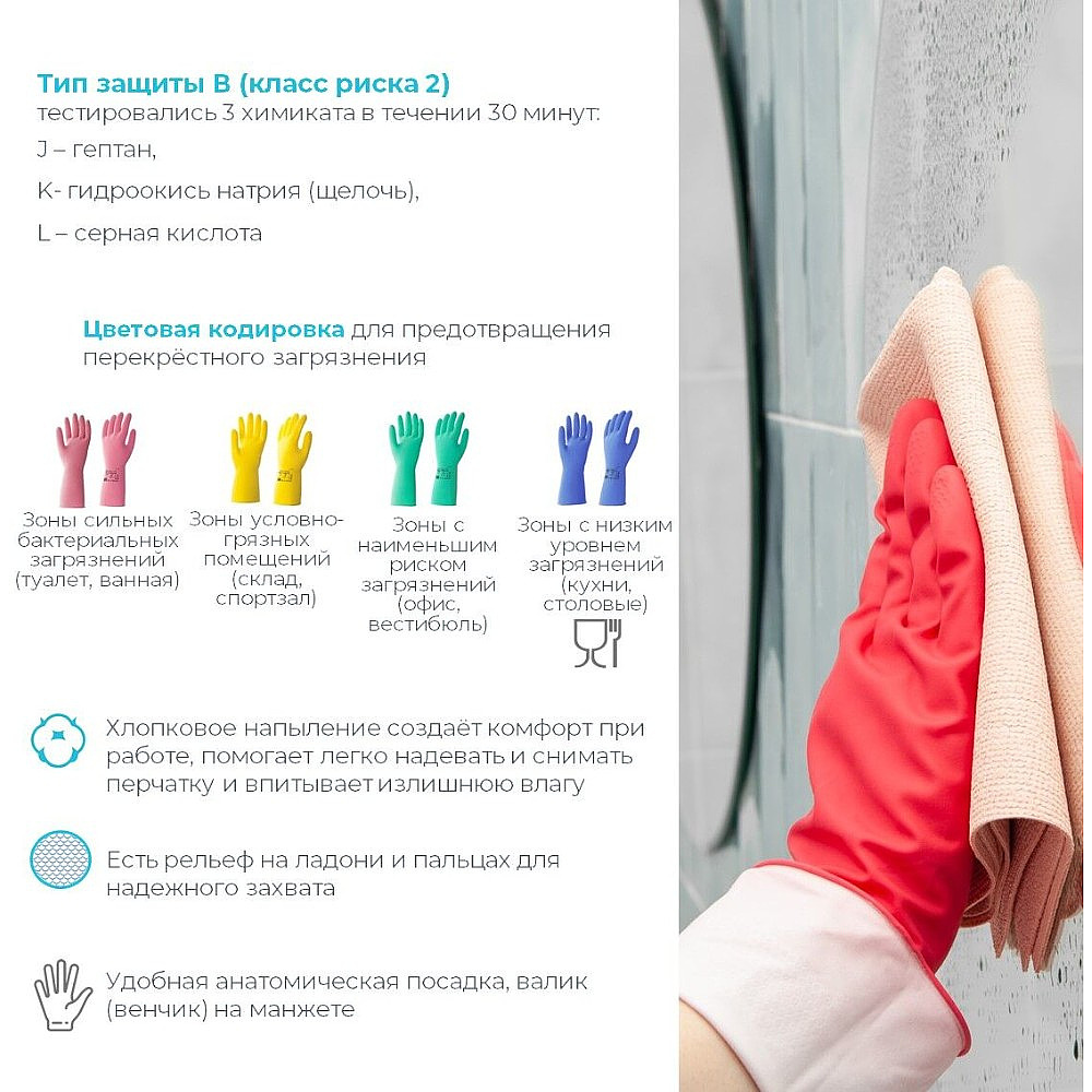 Перчатки латексные HQ Profiline, р-р XL, с х/б покрытием, зеленый - 10