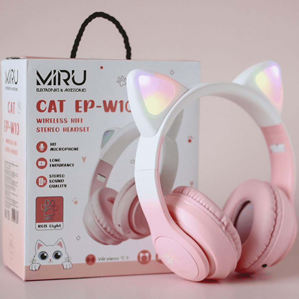 Наушники  беспроводные Miru "CAT EP-W10", Bluetooth, розовый  - 8