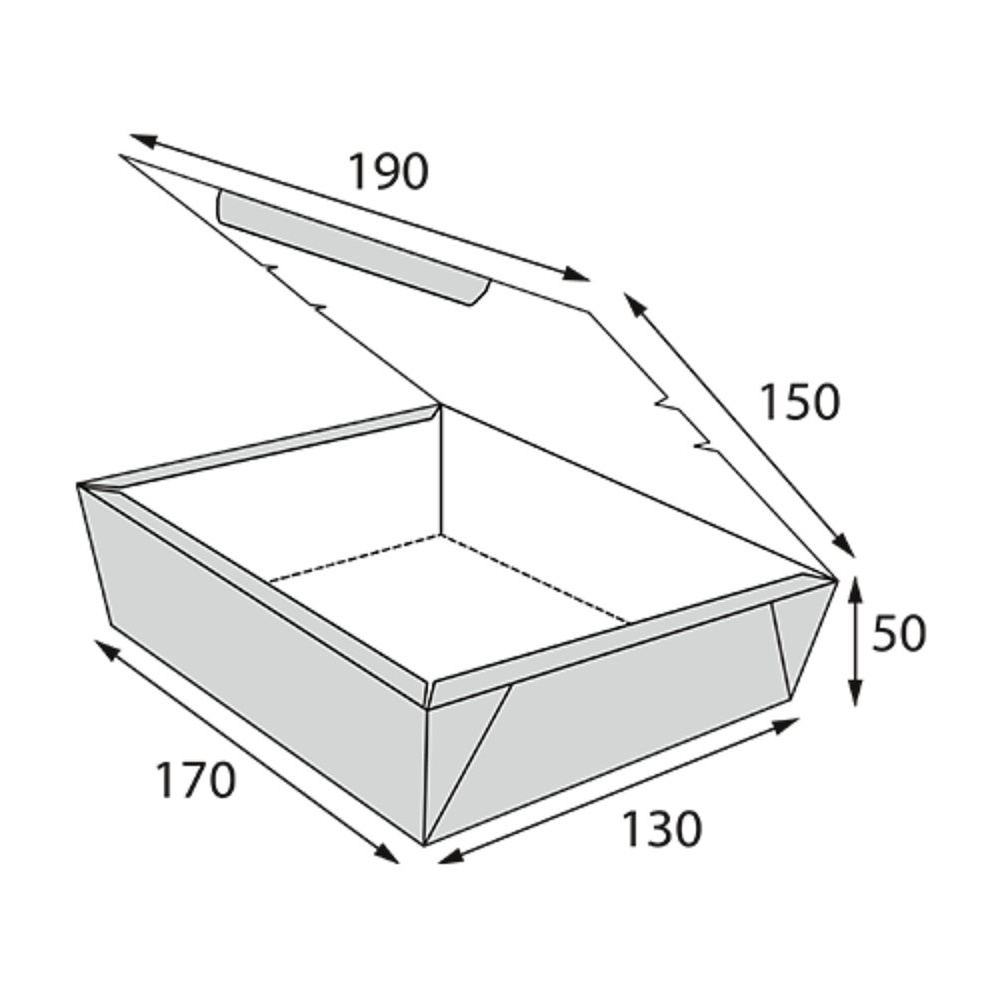 Контейнер бумажный 1000 мл без окна, 190/170х150/130х50, 50 шт/упак, крафт - 3