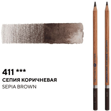 Карандаш акварельный "Белые ночи", 411, сепия коричневая - 2