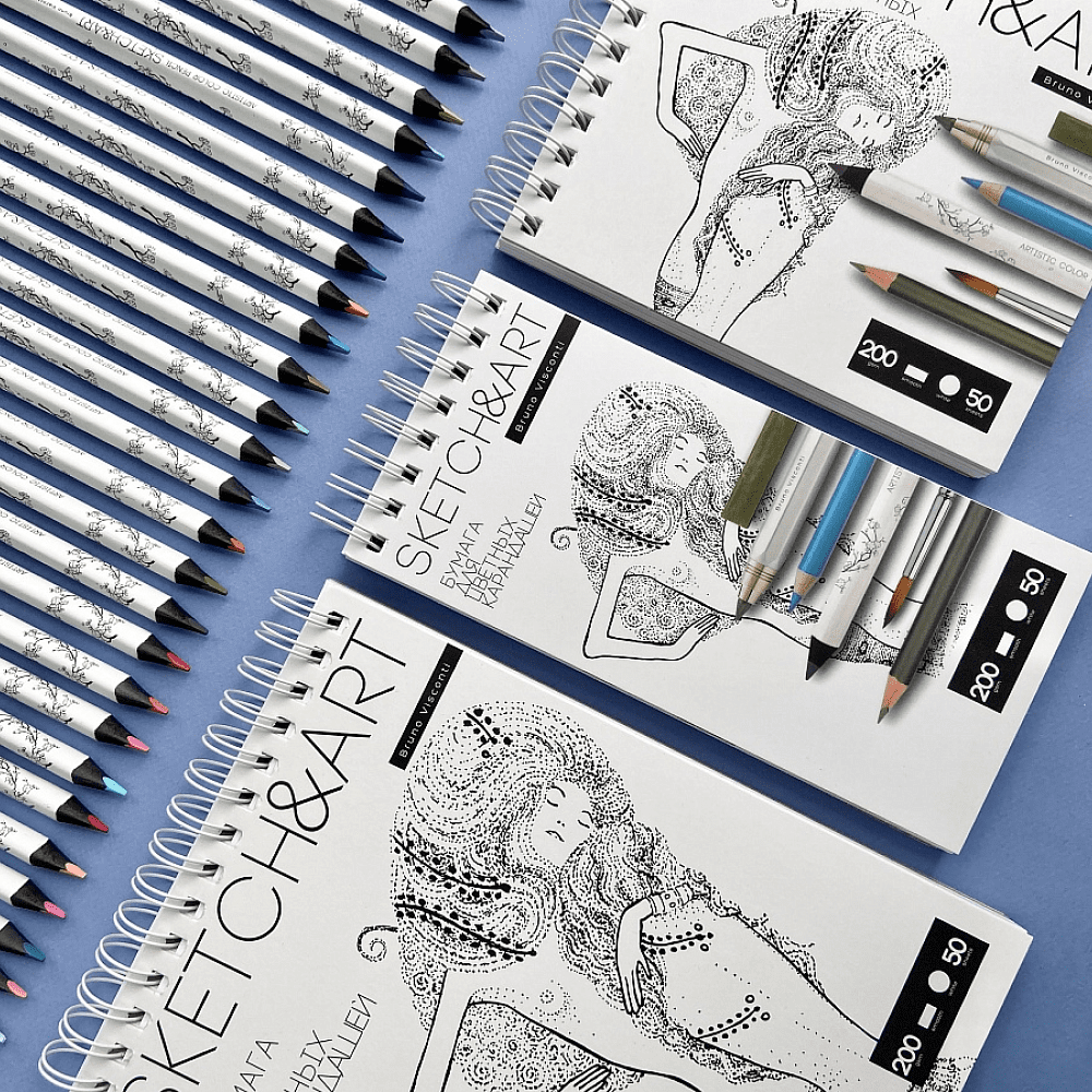 Скетчбук "Sketch&Art", 18х15.5 см, 200 г/м2, 50 листов, на спирали, для цветных карандашей - 6