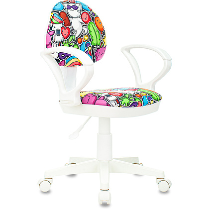 Кресло для детей "Бюрократ KD-3/WH/ARM", пластик белый, мультиколор маскарад
