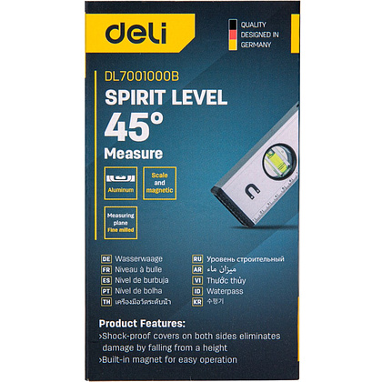 Уровень строительный Deli YS EDL7001000B, 1000 мм, магнит, алюминиевый сплав - 2