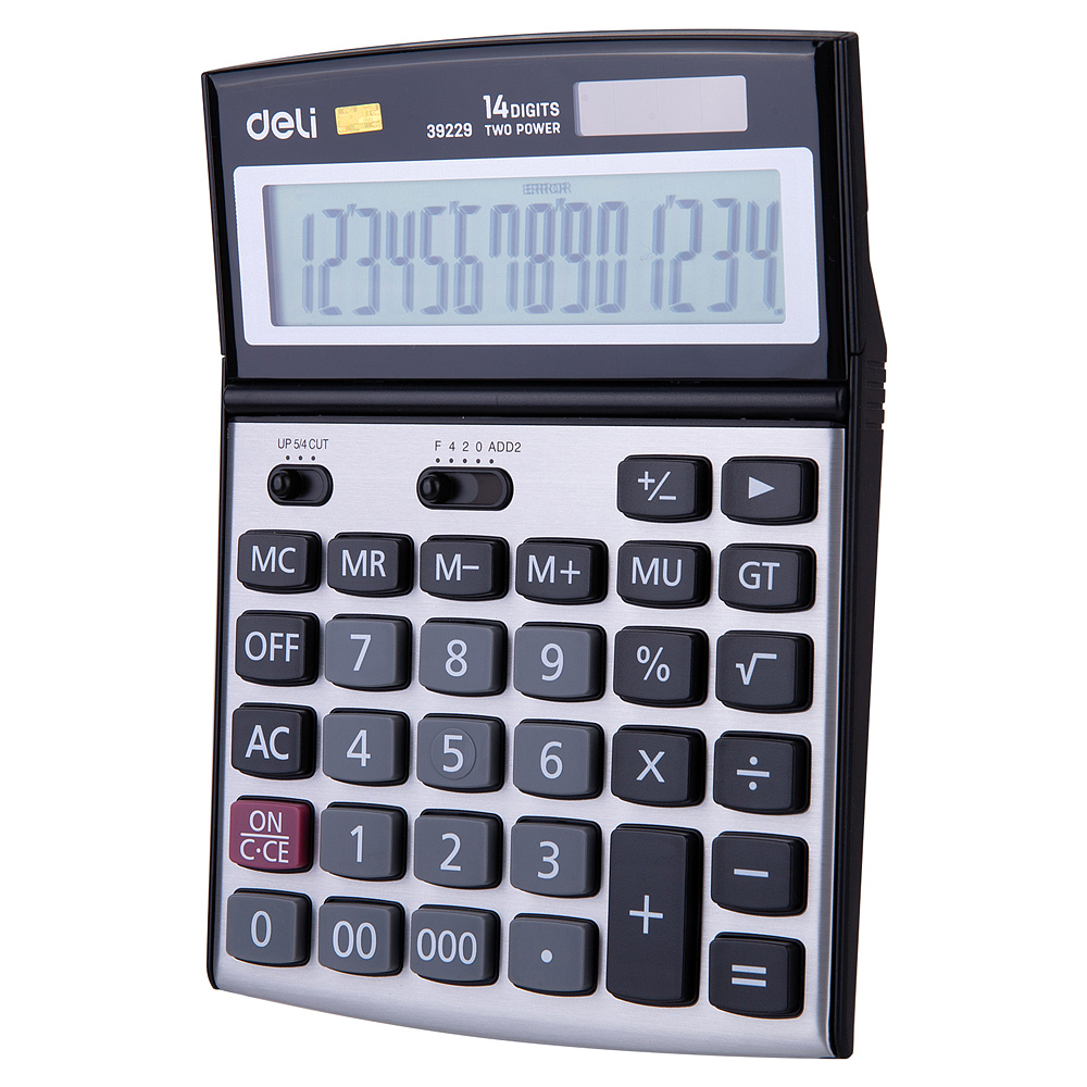 Калькулятор настольный Deli "E39229", 14-разрядный, серебристый, черный - 2