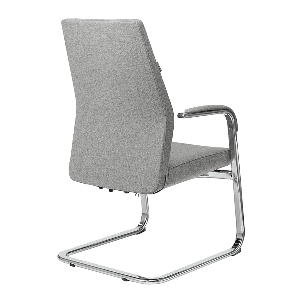 Кресло на полозьях Бюрократ "_JONS-LOW-V", натуральная кожа, серый, металл хром - 4