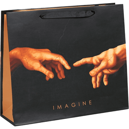 Пакет бумажный подарочный "Imagine", 23х18х10 см, черный