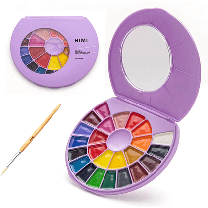 Краски акварельные "Himi", набор, 24 цвета, фиолетовый футляр