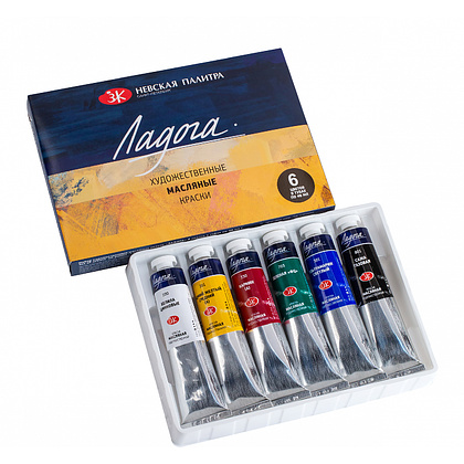Краски масляные "Ладога", набор 6 цветов, 46 мл.