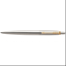 Ручка шариковая автоматическая "Parker Jotter Stainless Steel GT", 0.7 мм, серебристый, золотистый, стерж. синий