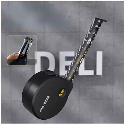 Рулетка Deli HS EHT8519, 5 м х 19 мм, Soft Touch, черный - 10