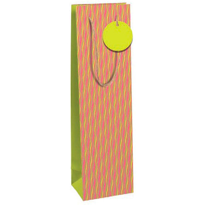Пакет бумажный подарочный "Neon" для бутылки, 12.7x9x35.5 см, разноцветный