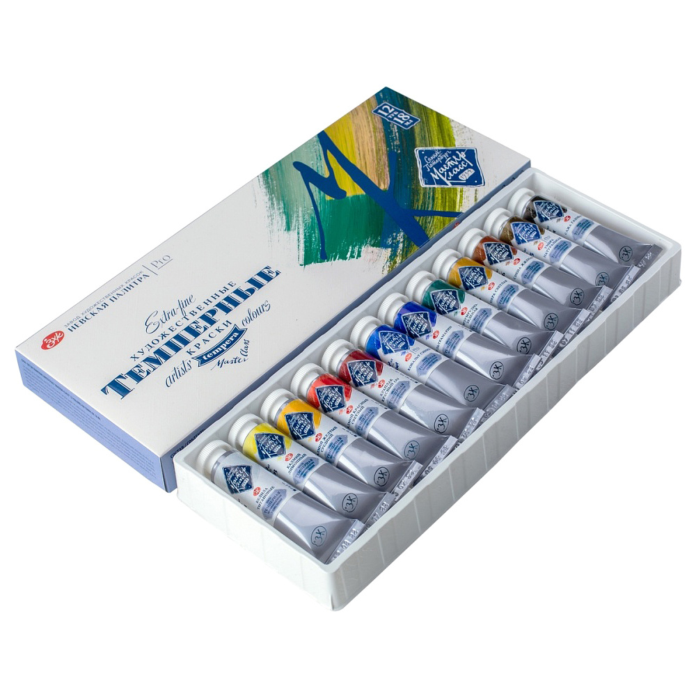 Краски темперные "Мастер Класс", набор 12 цветов, тубы - 2