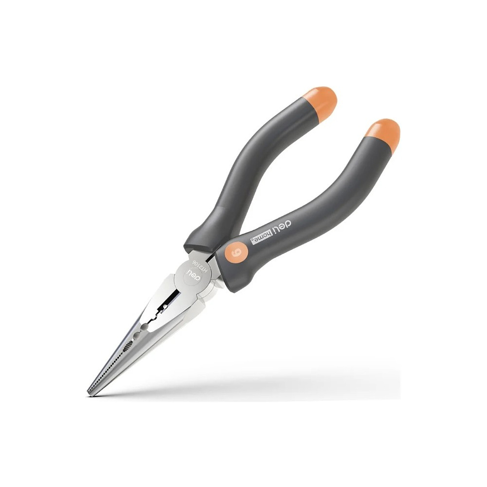 Длинногубцы Deli HS HT2106C, 160 мм, Soft Touch, оранжевый