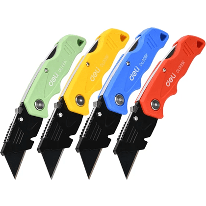 Нож строительный складной Deli YS EDL006K-4, 19 мм, трапеция, 4 шт.