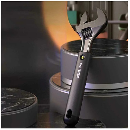 Ключ разводной Deli HS EHT1508, 210 мм, раскрытие губок 0-28 мм, Soft Touch, черный - 3