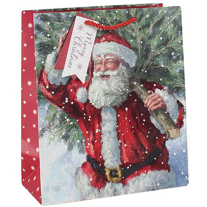 Пакет бумажный подарочный "Trad Santa", 26.5x14x33 см, ассорти - 2