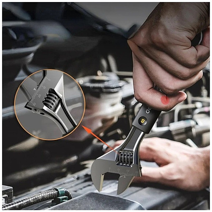 Ключ разводной Deli HS EHT1508, 210 мм, раскрытие губок 0-28 мм, Soft Touch, черный - 5