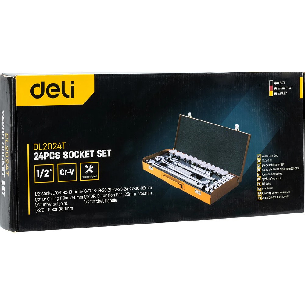 Набор головок торцевых Deli YS EDL2024T, 24 предмета, кейс, желтый - 5