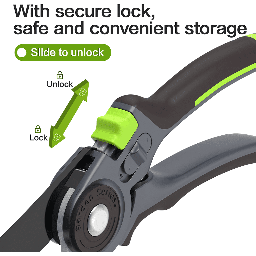 Секатор садовый Deli GS EDL-YL0005, 216 мм, SK5, контактный, черный - 8