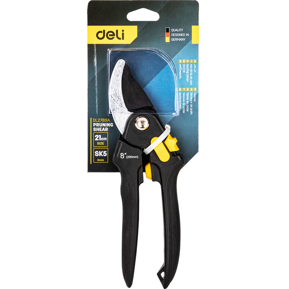 Секатор садовый "Deli" 200 мм, черный, желтый - 4