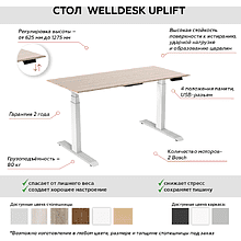 Комплект WellDesk Uplift (регулируемый по высоте каркас арт. 9054429 и столешница арт. 9045845)