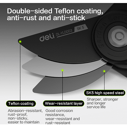 Секатор садовый Deli GS EDL-YL0003, 203 мм, SK5, черный - 4