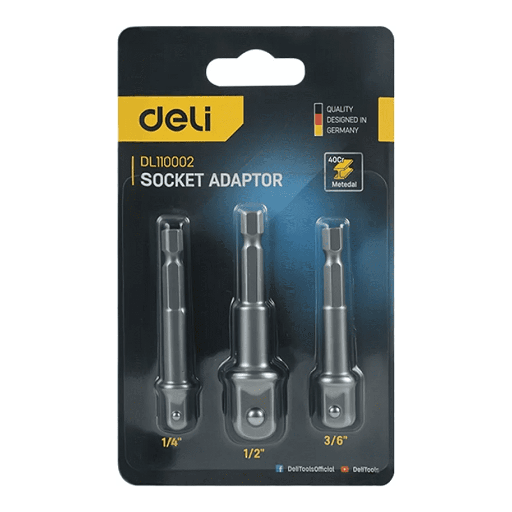 Набор адаптеров шестигранников Deli YS EDL110002, 1/4 на квадрат 1/4'', 3/8'', 1/2" - 11