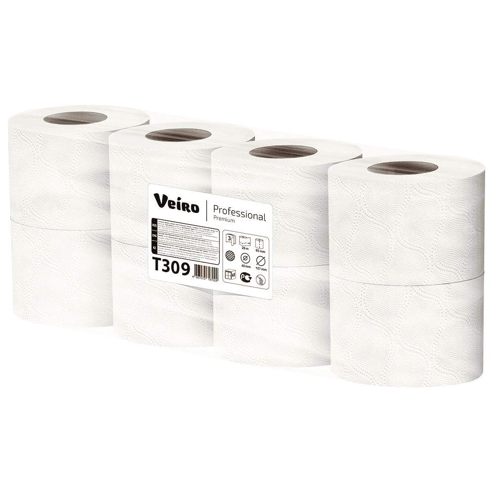 Бумага туалетная Veiro Professional Premium, 3 слоя, 8 рулонов - 6
