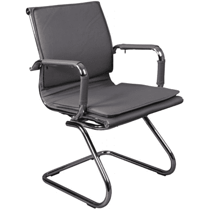 Кресло на полозьях "Бюрократ Ch-993-Low-V", экокожа, серый, металл хром