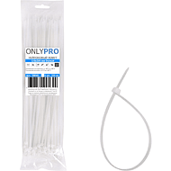 Хомут нейлоновый OnlyPro, 7.6х400 мм, белый, 100 шт