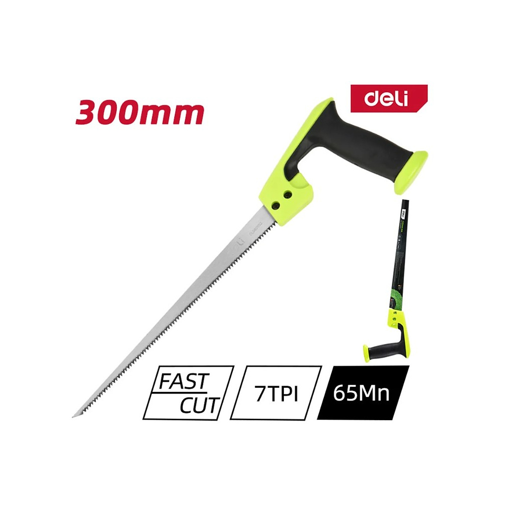 Пила-нож садовая Deli GS EDL580652, 300 мм, 7TPI, черный, зеленый - 2