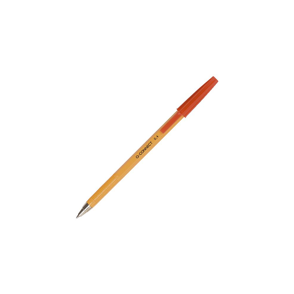 Ручка шариковая "Q-Connect", 0.4 мм, желтый, стерж. красный