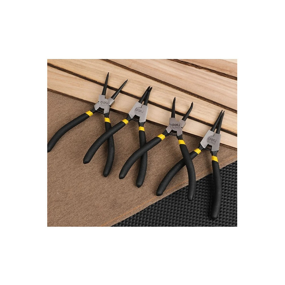 Съемники стопорных колец Deli YS EDL20521-4, 180 мм., набор 4 шт., желтый, черный - 4