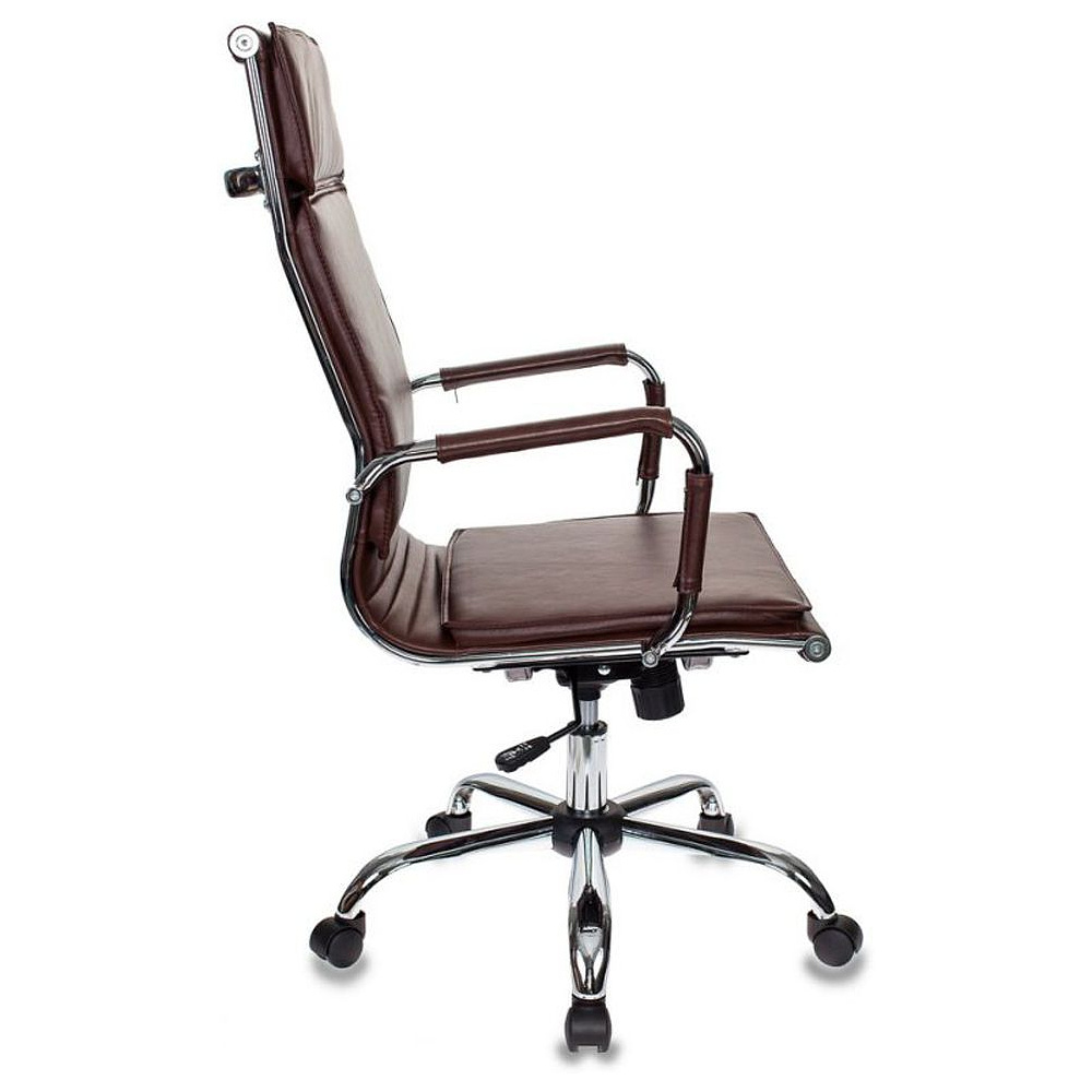 Кресло для руководителя "Бюрократ CH-993" высокая спинка, кожзам, хром, коричневый - 3