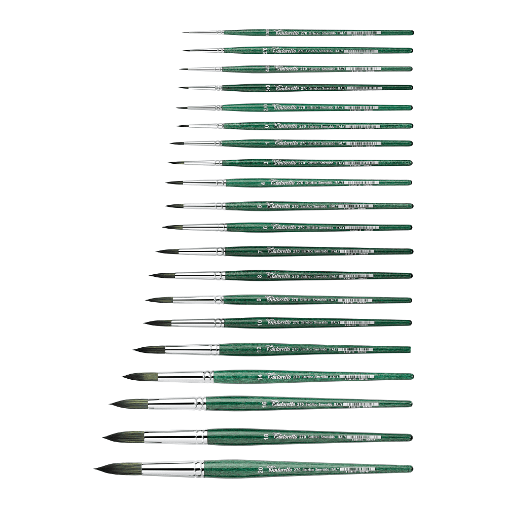Кисть для рисования "Tintoretto Emerald", синтетика, круглая, №1 - 2