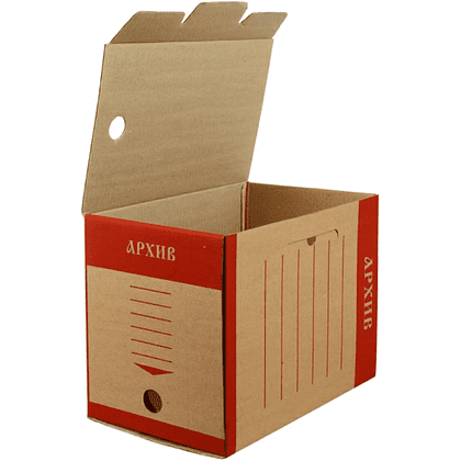 Коробка архивная "Эко", 200x327x240 мм, бурый, красный - 3