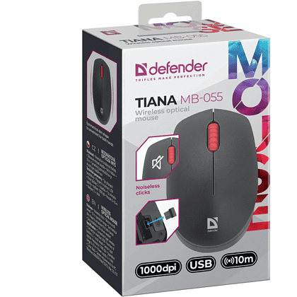 Мышь DEFENDER "Tiana MB-055", беспроводная, 1000 dpi, черный - 4
