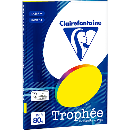 Бумага цветная "Trophée", А4, 100 листов, 80 г/м2, ассорти яркий