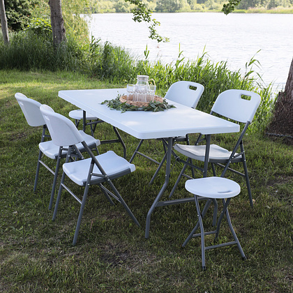 Стол складной 1520х760х740 мм, пластик, белый - 7