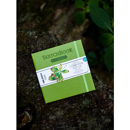 Скетчбук для акварели "Малевичъ", 14.5x14.5 см, 200 г/м2, 30 листов, салатовый - 11