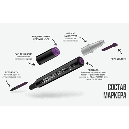 Маркер перманентный двусторонний "Sketchmarker Brush", R113 красное яблоко в карамели - 7