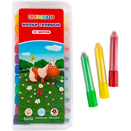 Мелки гелевые "Цветик", 12 шт.  - 2