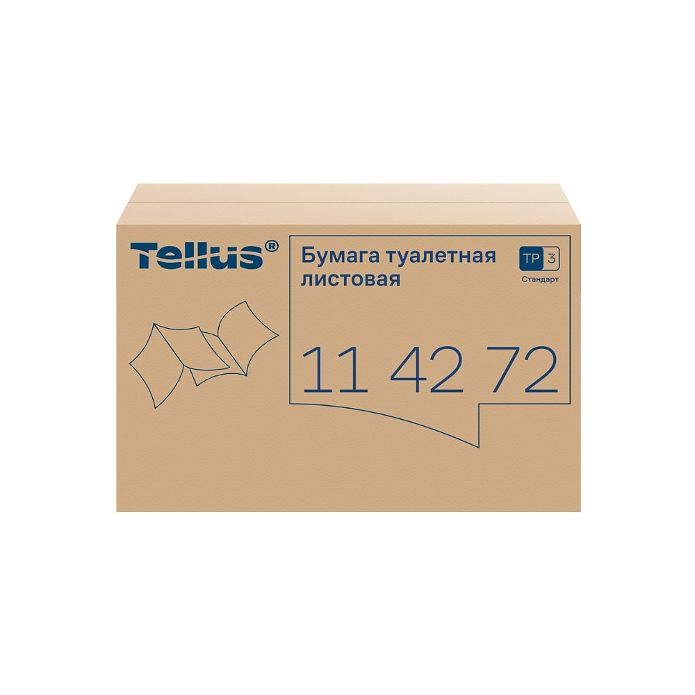 Бумага туалетная  Tellus Стандарт, TР3, листовая, 250 листов, 1 слой - 3