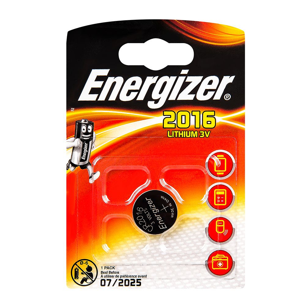 Батарейка литиевая дисковая Energizer "CR2016", 1 шт.