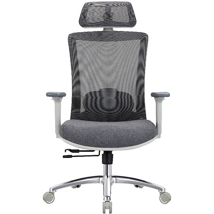 Кресло для руководителя EVOLUTION "ERGO PRIME", ткань, сетка, алюминий, серый - 2