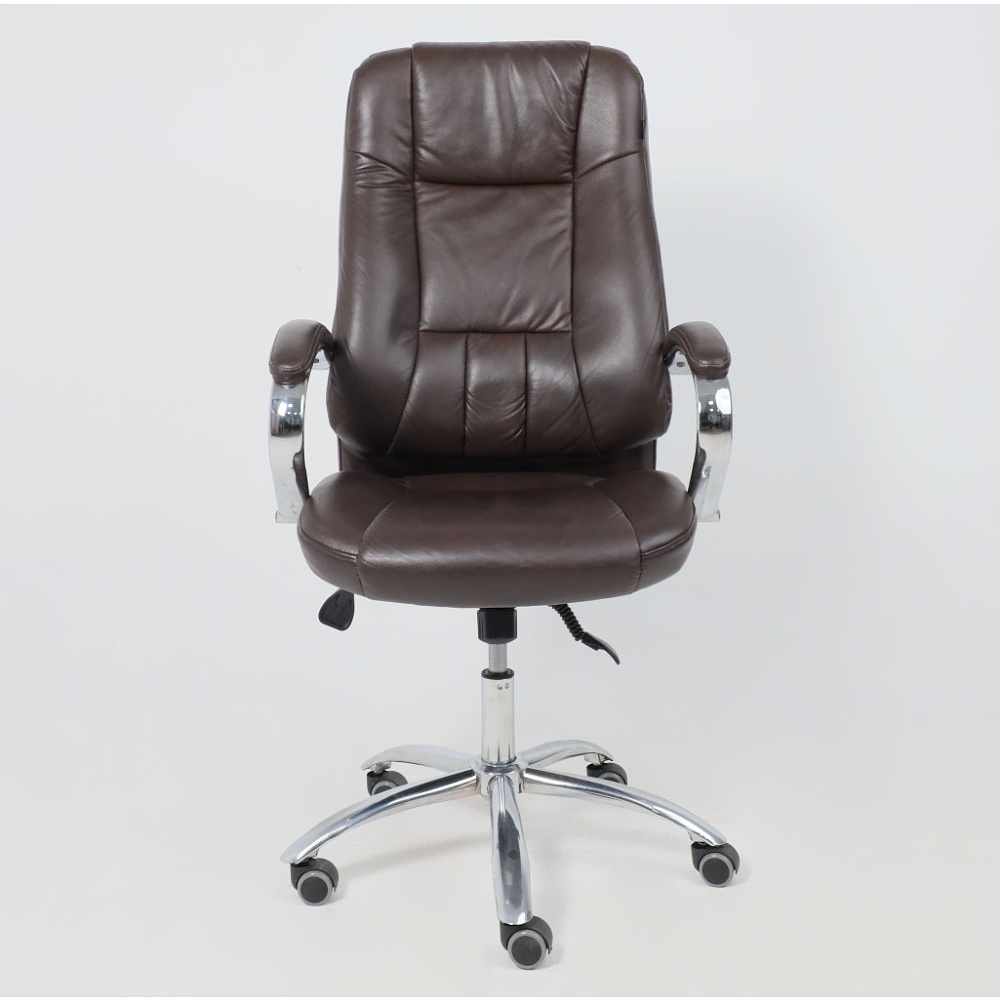 Кресло для руководителя "KING A" поворотное, хром, натуральная кожа, темно-коричневый - 7