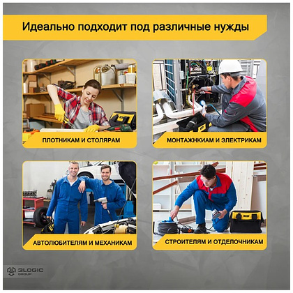 Сумка для инструментов Deli YS EDL-P2, 340х260х300 мм, ткань Oxford, черный, желтый - 9