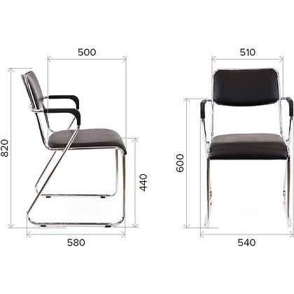 Стул для посетителей EVERPROF "Fix Plus", кожзам, металл, черный - 4